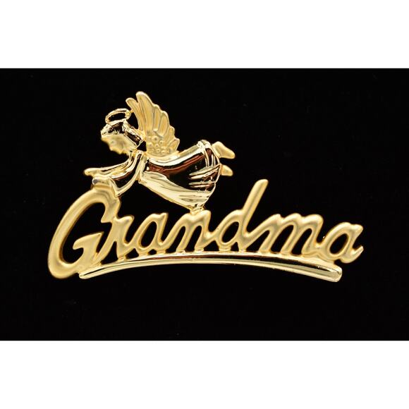 Danecraft Vintage Grandma Pin Brooch Angel Brushed Gold Signed 1980s Bin1 - Picture 1 of 12